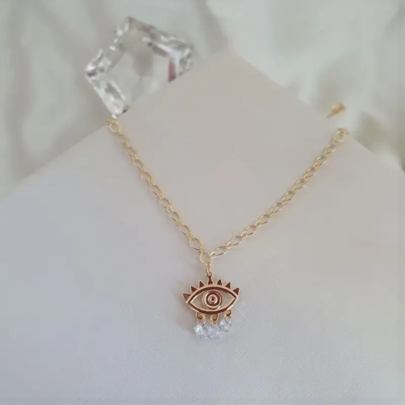Choker de olho grego com três zircônias