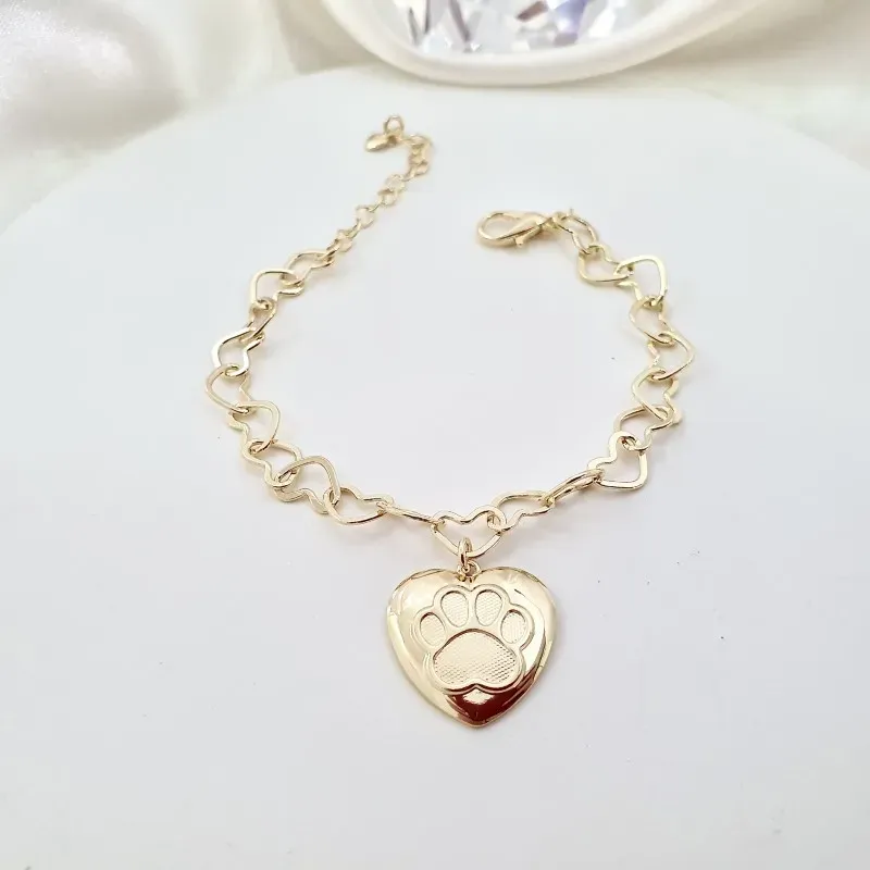 Pulseira grossa coração patinha