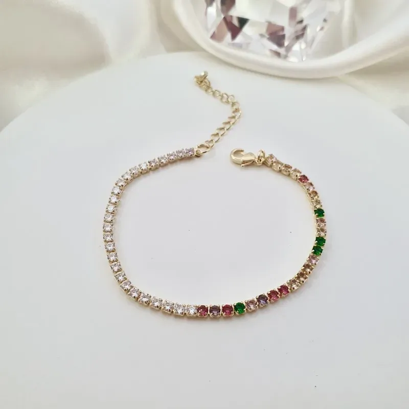 Pulseira Riviera zircônias coloridas e cristal