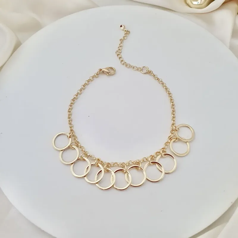 Pulseira elo português com círculos