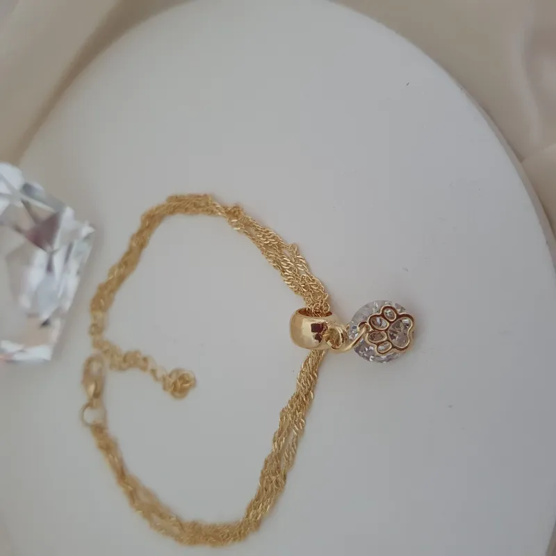 Pulseira tripla com zircônia 10mm e patinha pet