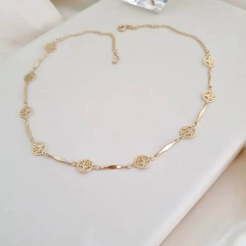 Colar choker árvore da vida e tubo torcido