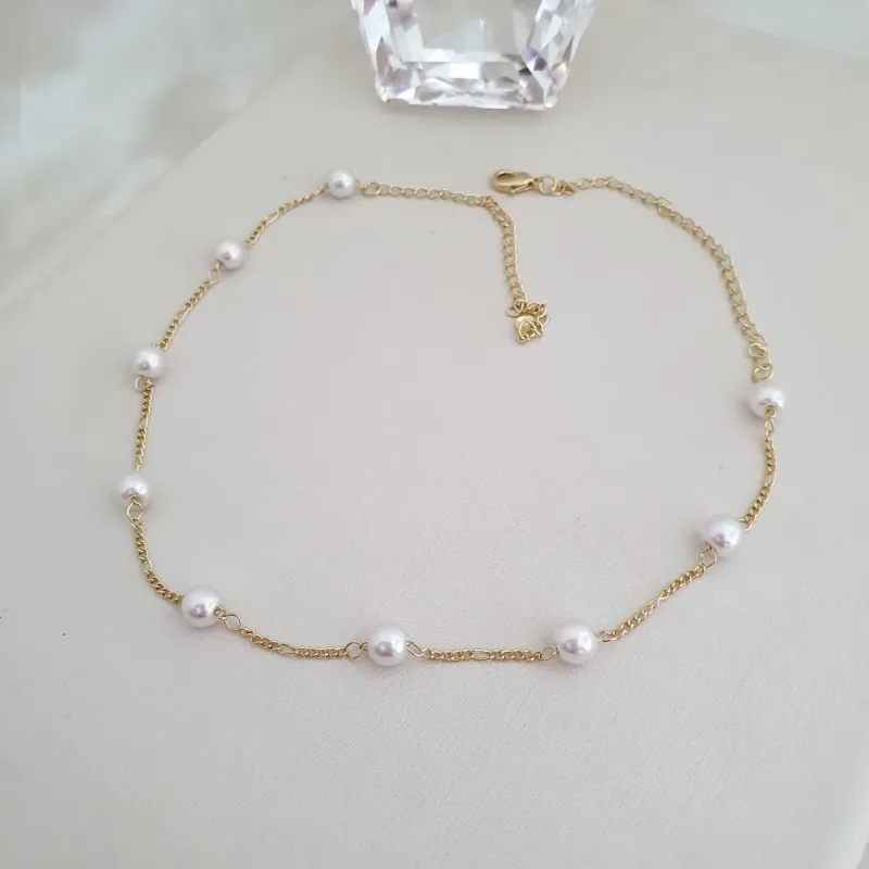Colar choker pérolas