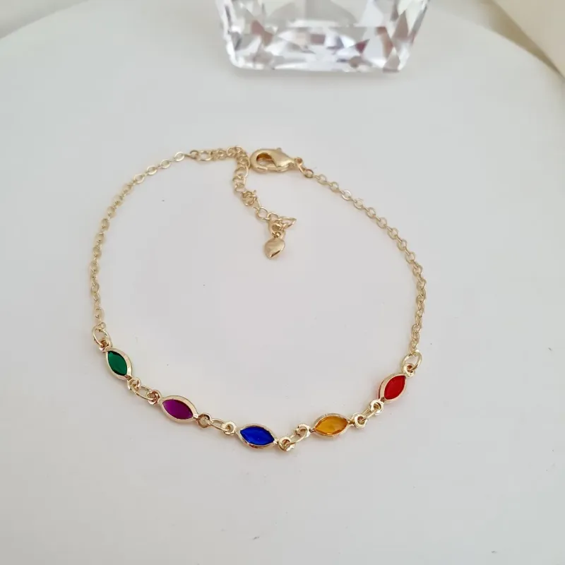 Pulseira cristais coloridos navete