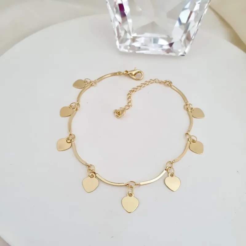 Pulseira pingentes de coração