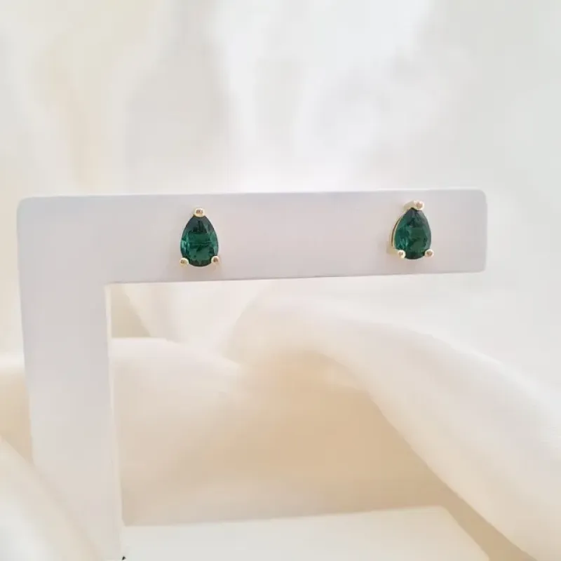 Brinco gota de zircônia verde