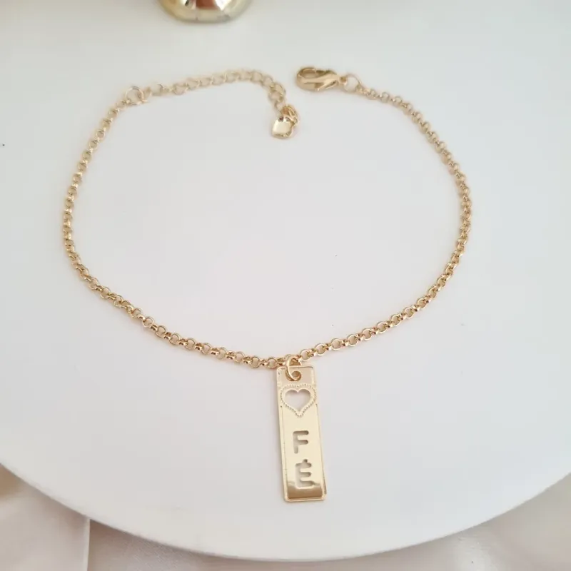 Pulseira elo português chapa fé