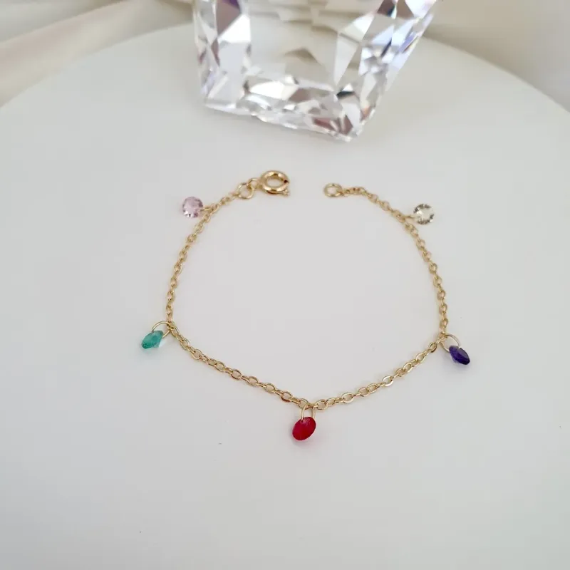 Pulseira infantil zircônias coloridas