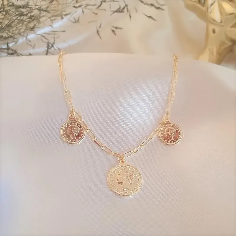 Choker medalha antiga Lira Italiana