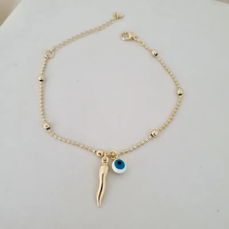 Pulseira bolinhas olho grego e pimenta