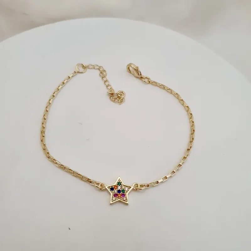 Pulseira estrela zircônias coloridas