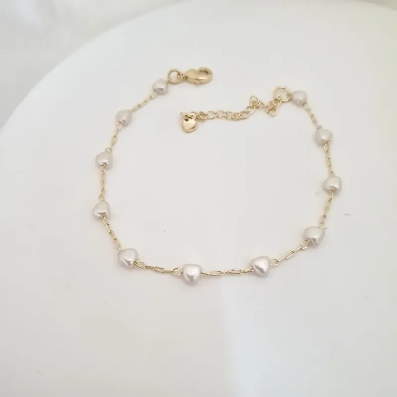 Pulseira pérola em formato de coração