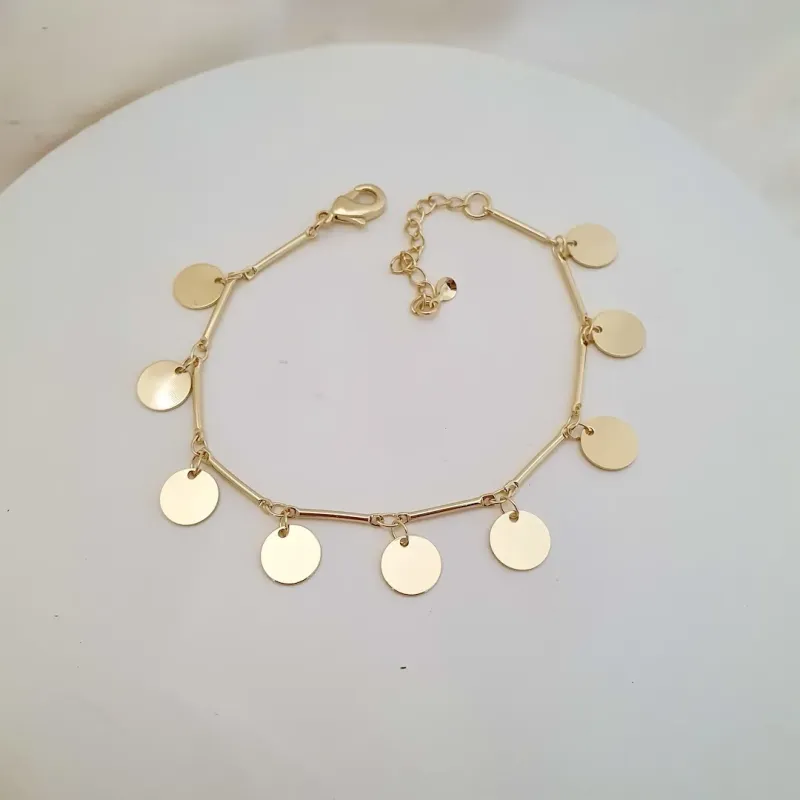 Pulseira pingente chapa círculo e tubo