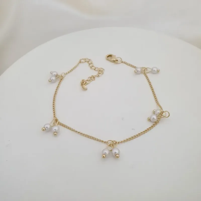 Pulseira pingentes pérolas