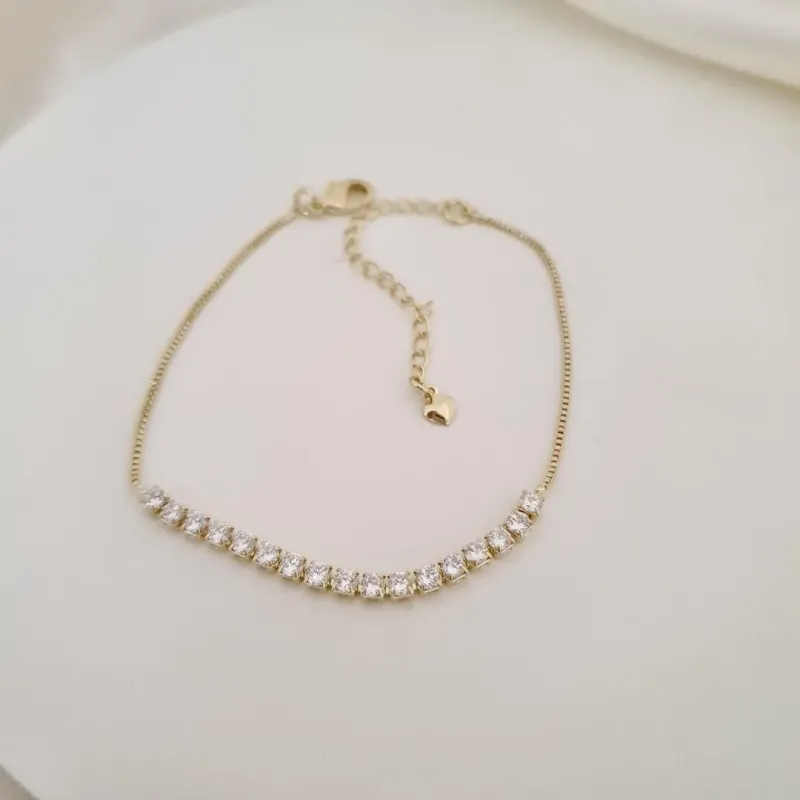 Pulseira riviera zircônias redondas cor cristal