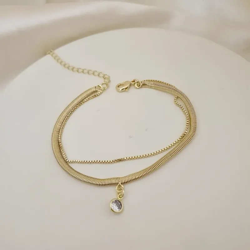 Pulseira dupla malha ponto de luz e veneziana