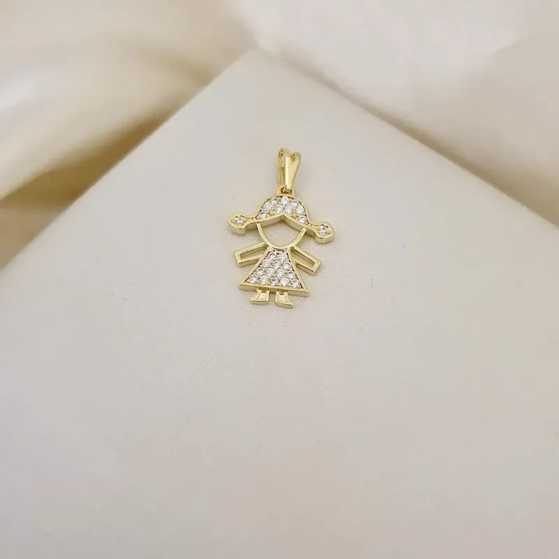 Pingente menina cravejado zirconia