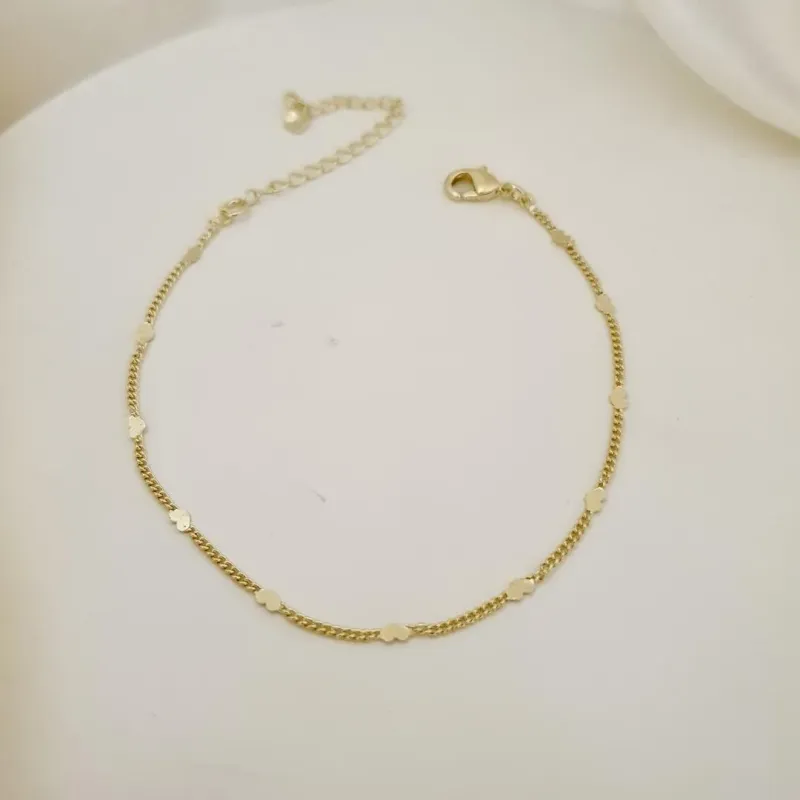 Pulseira coracao elo achatado