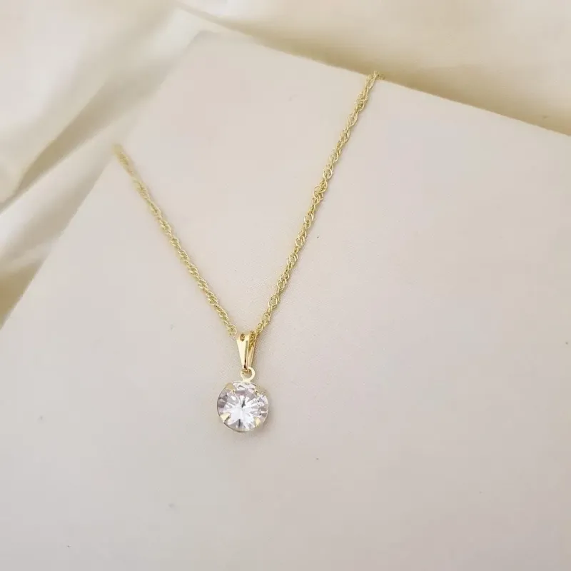 Colar pingente ponto de luz zirconia