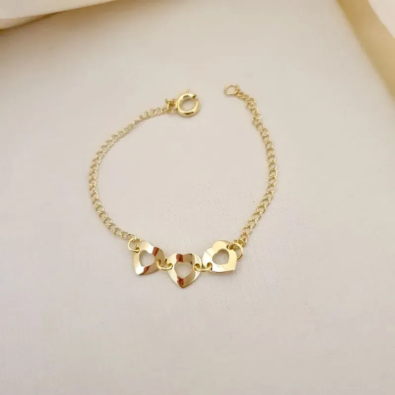 Pulseira infantil 3 coracoes