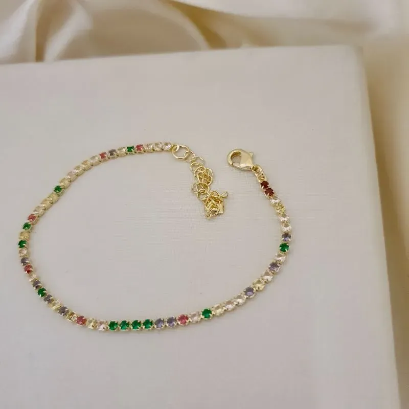 Pulseira riviera zirconias redondas