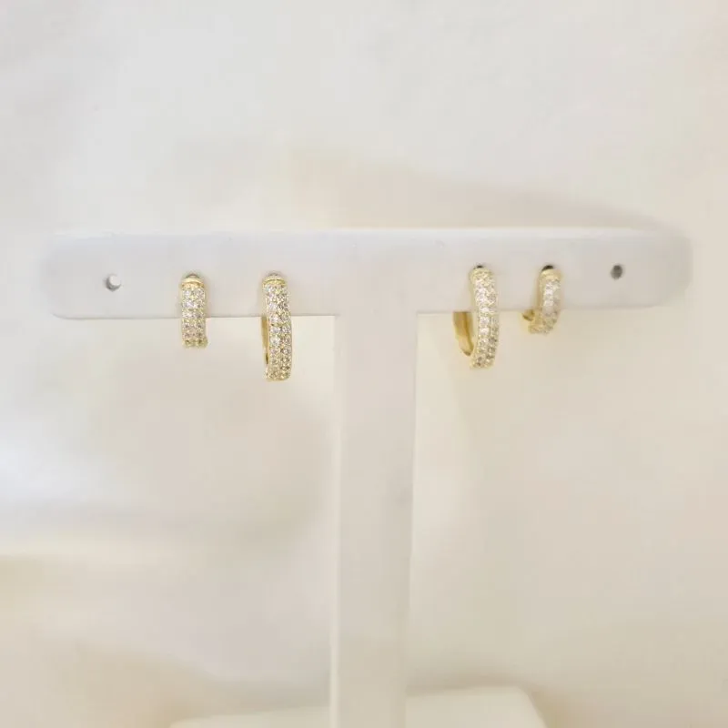 Brinco dupla argola click 2 fileiras zirconia