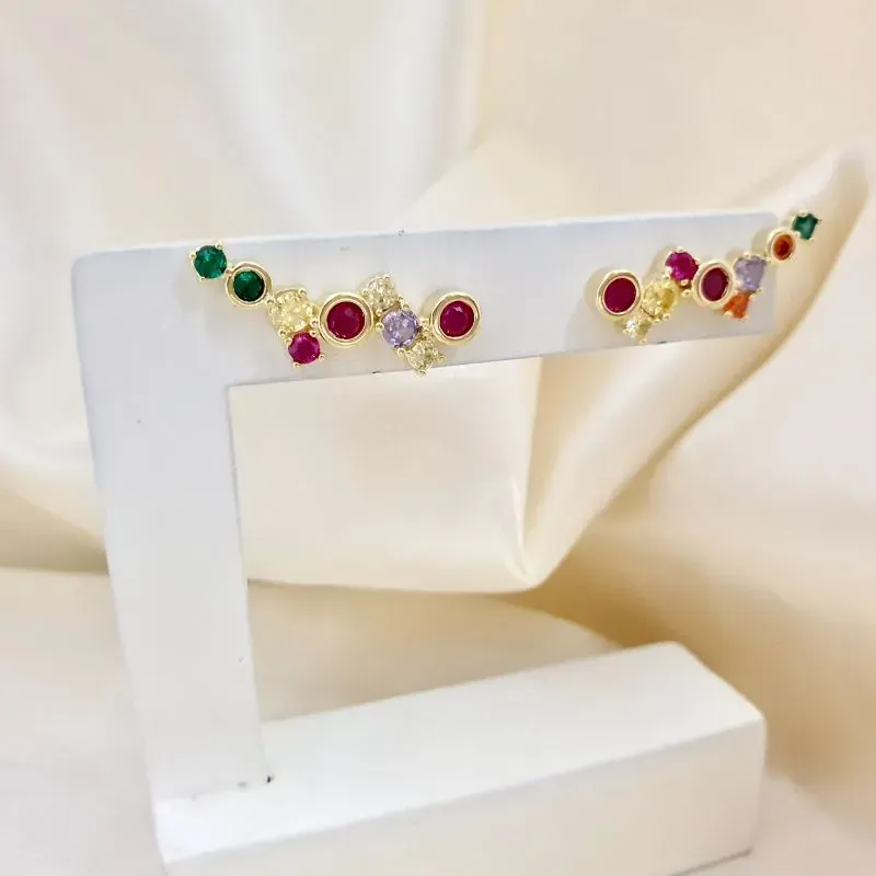 Brinco ear cuff zirconias coloridas