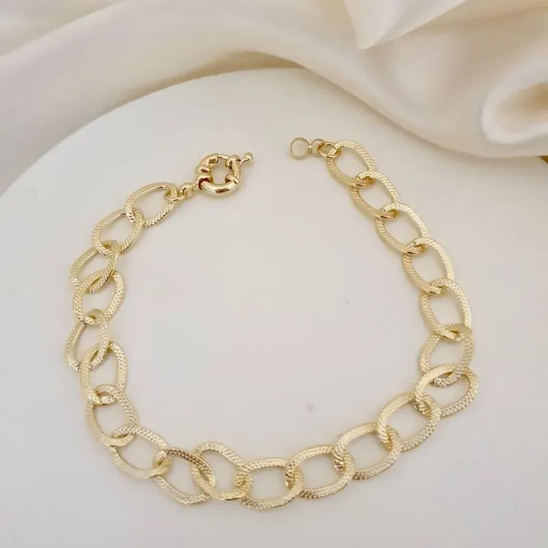 Pulseira elo diamantado fosco fecho boia