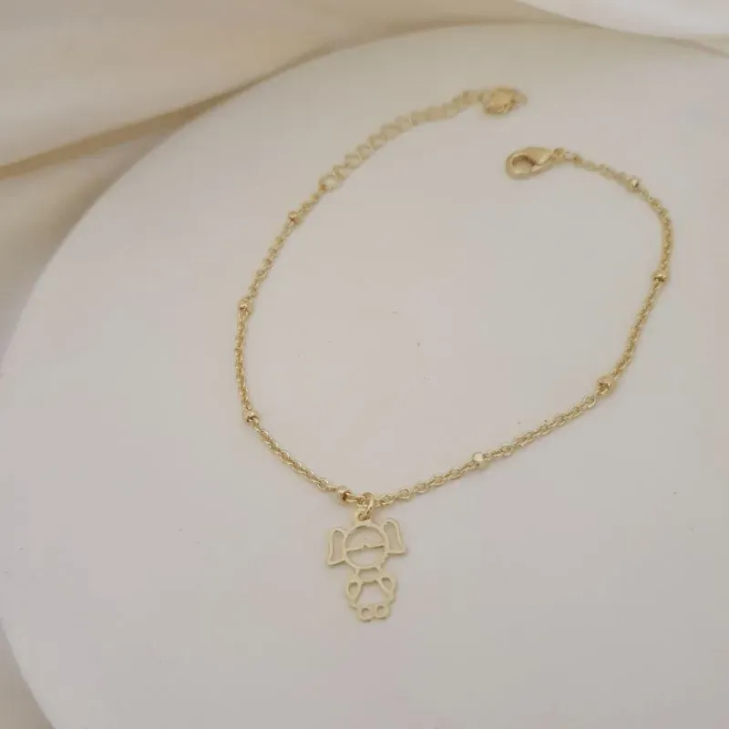 Pulseira bolinhas com pingente menina (filha)