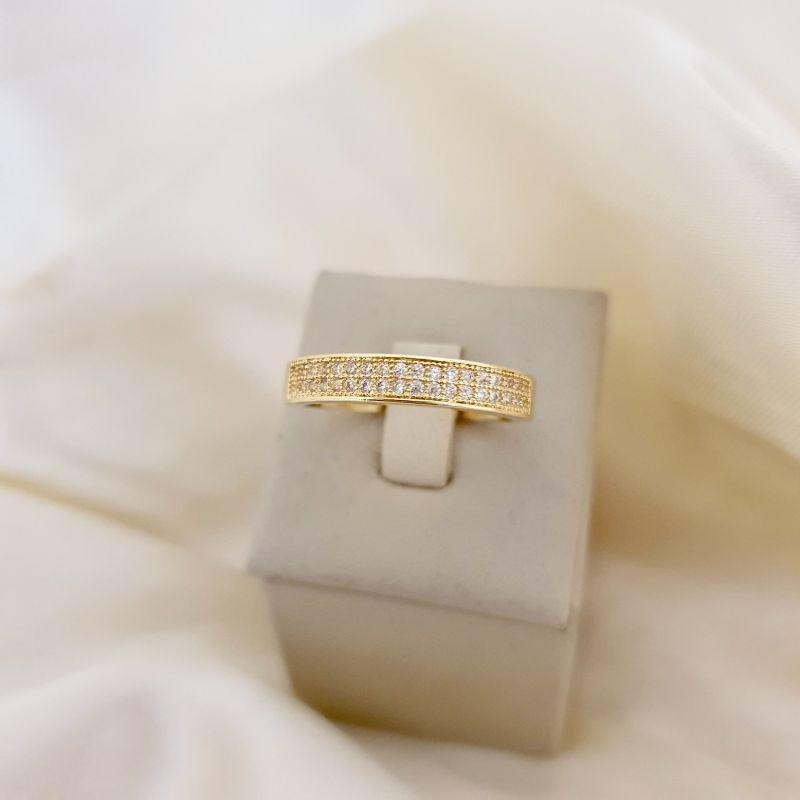 Anel aparador 2 fileiras de zirconias