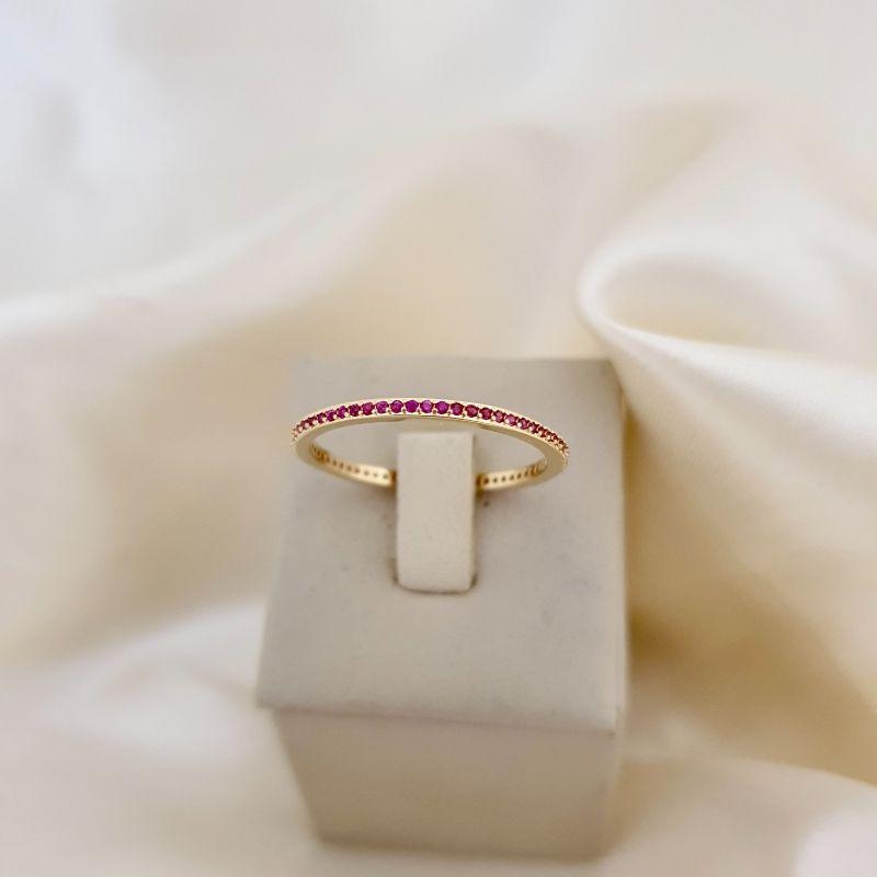 Anel aparador zirconia rosa