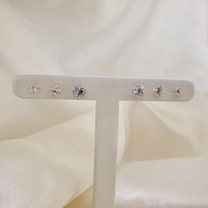 Brinco trio ponto de luz zirconia quadrada