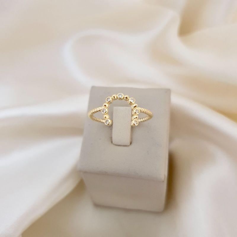 Anel ferradura com zirconias