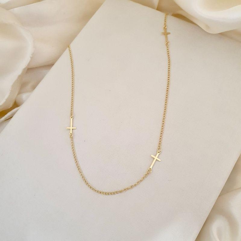 Colar comprido cruz 70cm
