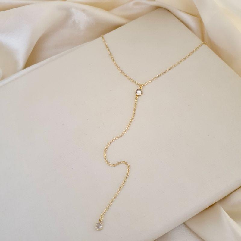 Colar gravatinha ponto de luz zirconia