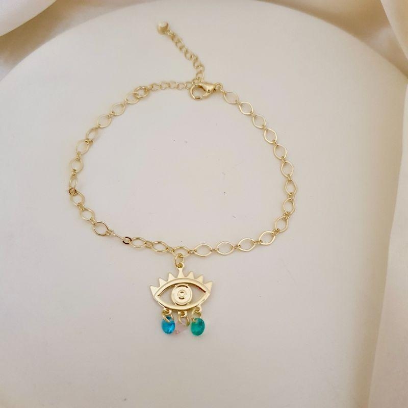 Pulseira olho grego zirconias coloridas