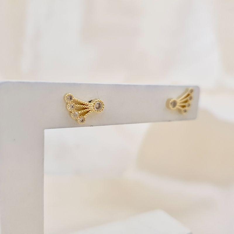 Brinco mini ear cuff leque zirconias