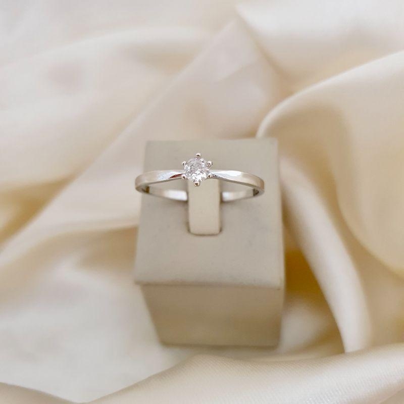 Anel ródio solitário zirconia