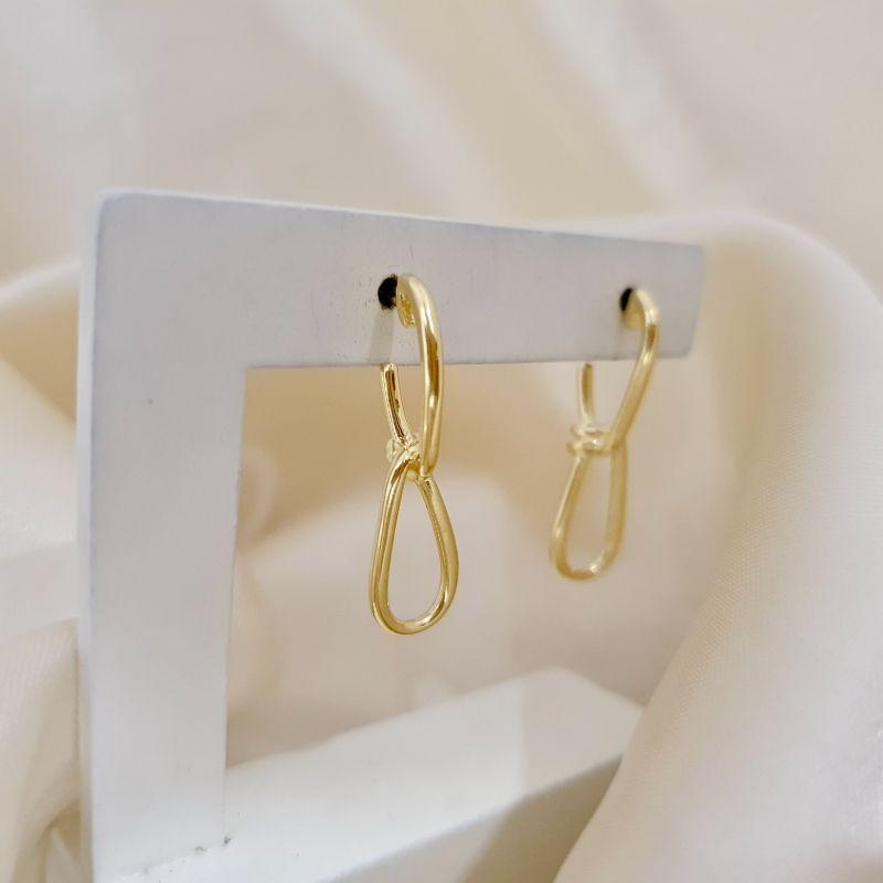 Brinco 2 elos trançados corrente