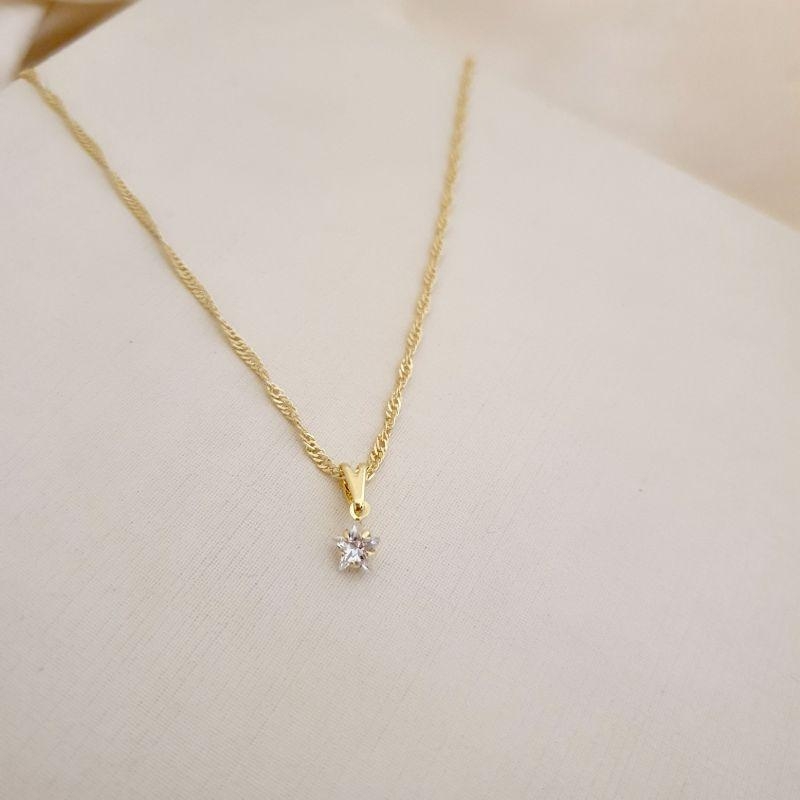 Colar pingente zirconia estrela
