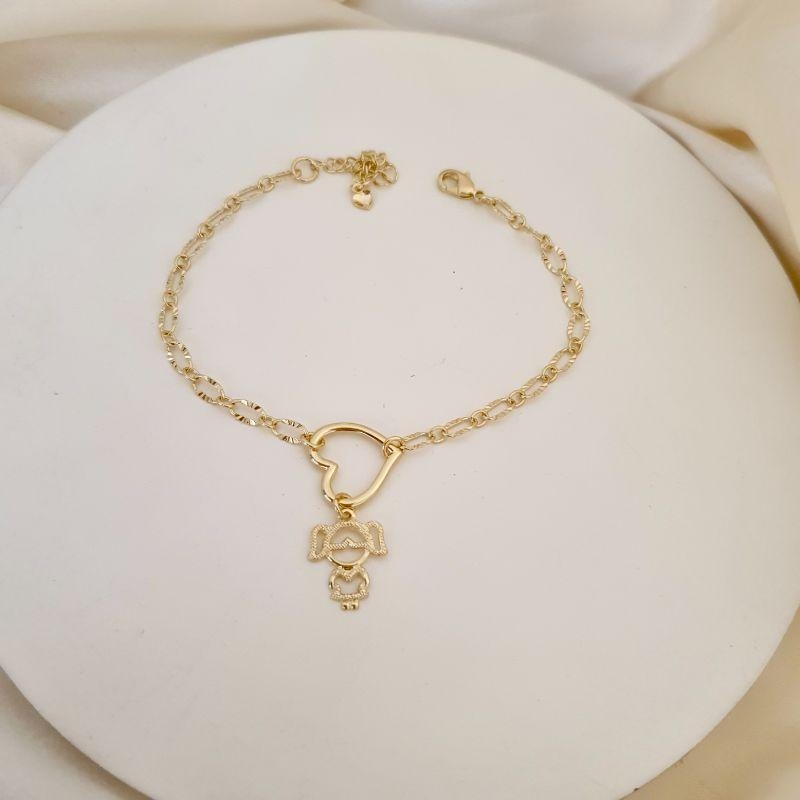 Pulseira coração com pingente menina (filha)