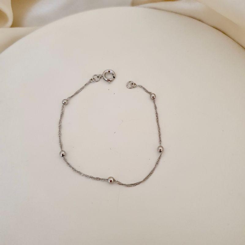 Pulseira ródio infantil bolinhas