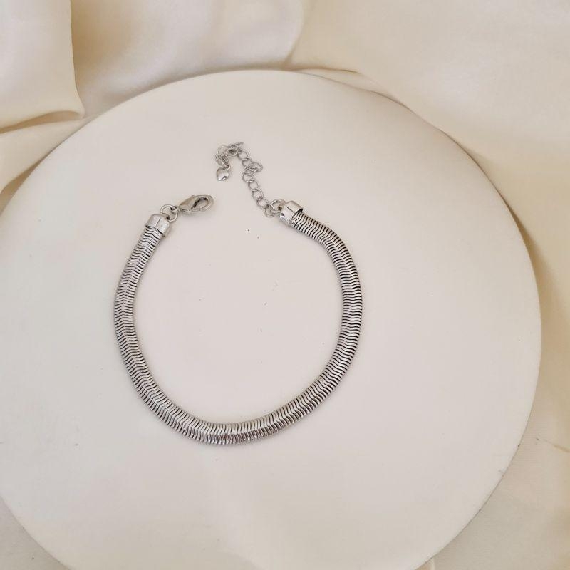 Pulseira ródio malha