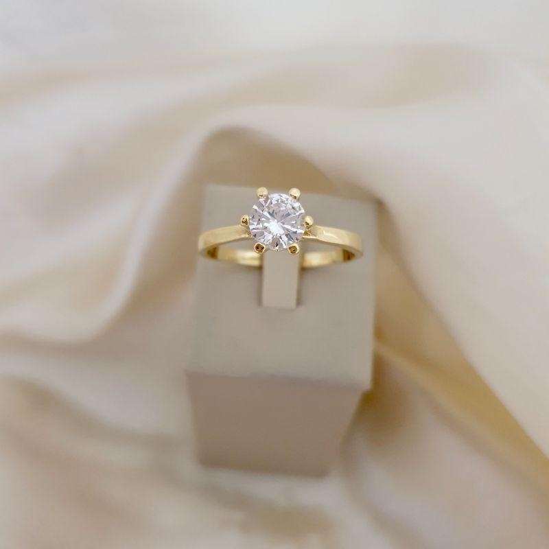 Anel solitário zirconia 6mm