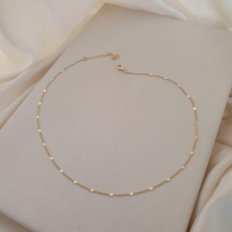 Colar choker elo bolinha achatada