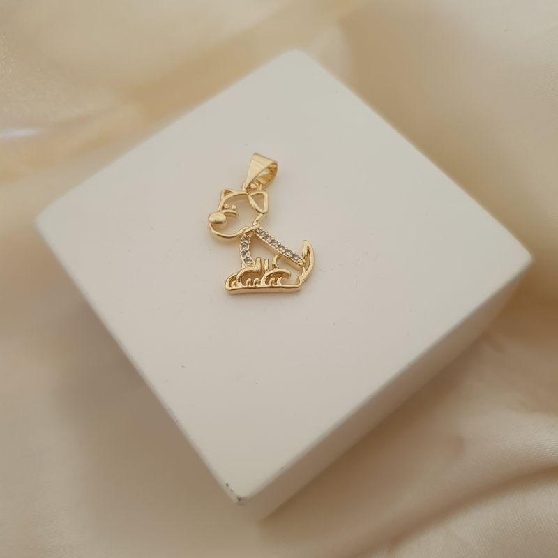 Pingente cachorro cravejado zirconias