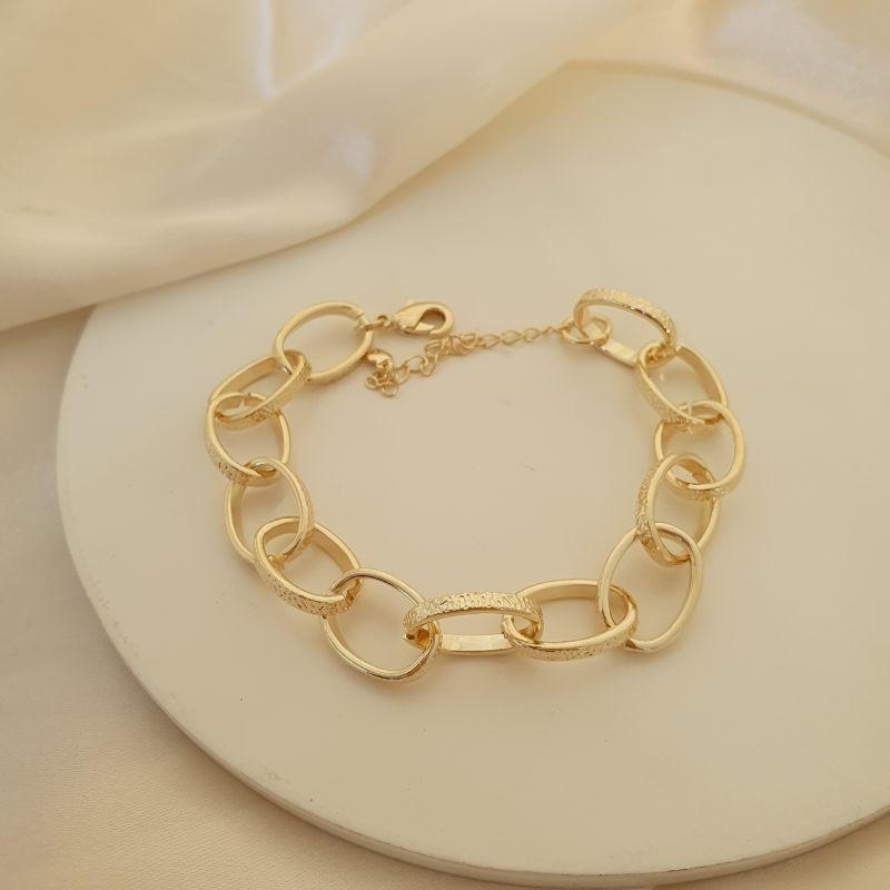 Pulseira elo grande diamantado