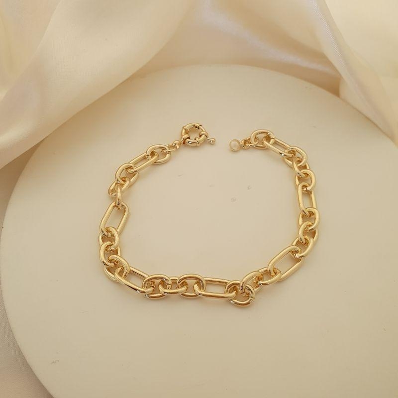 Pulseira elos ovais e fecho boia