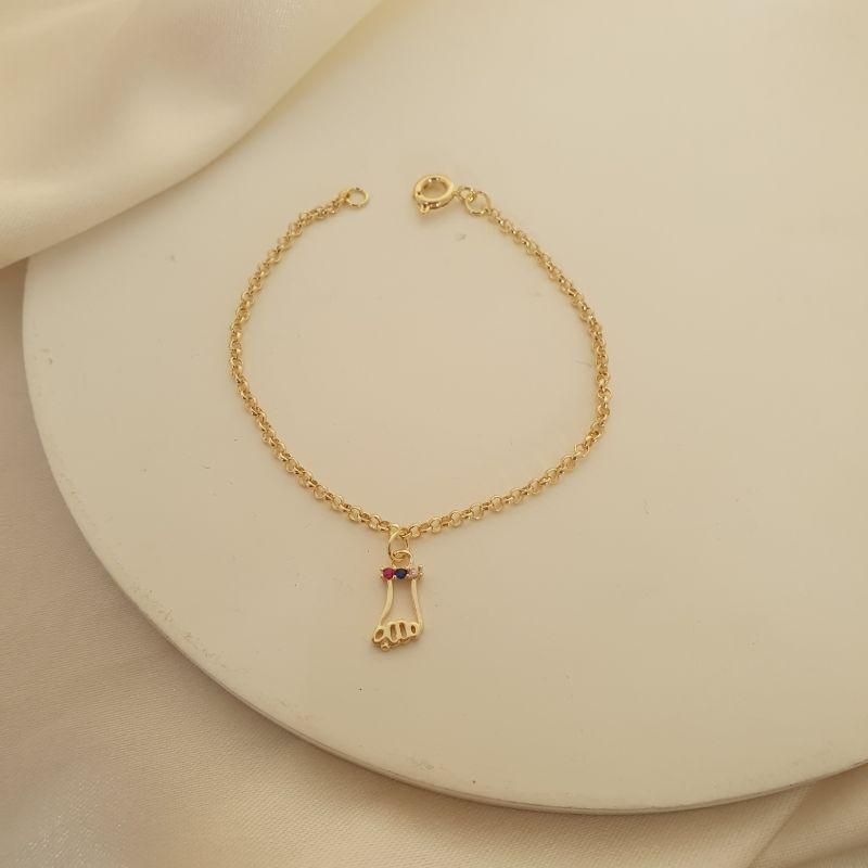 Pulseira infantil figa zirconias coloridas