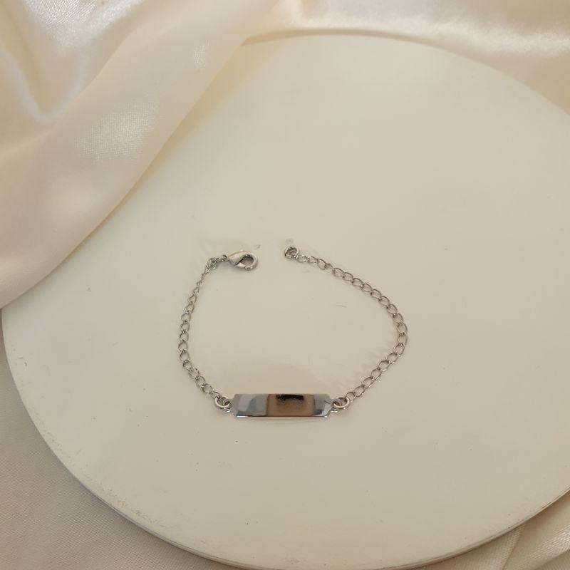 Pulseira ródio infantil plaquinha